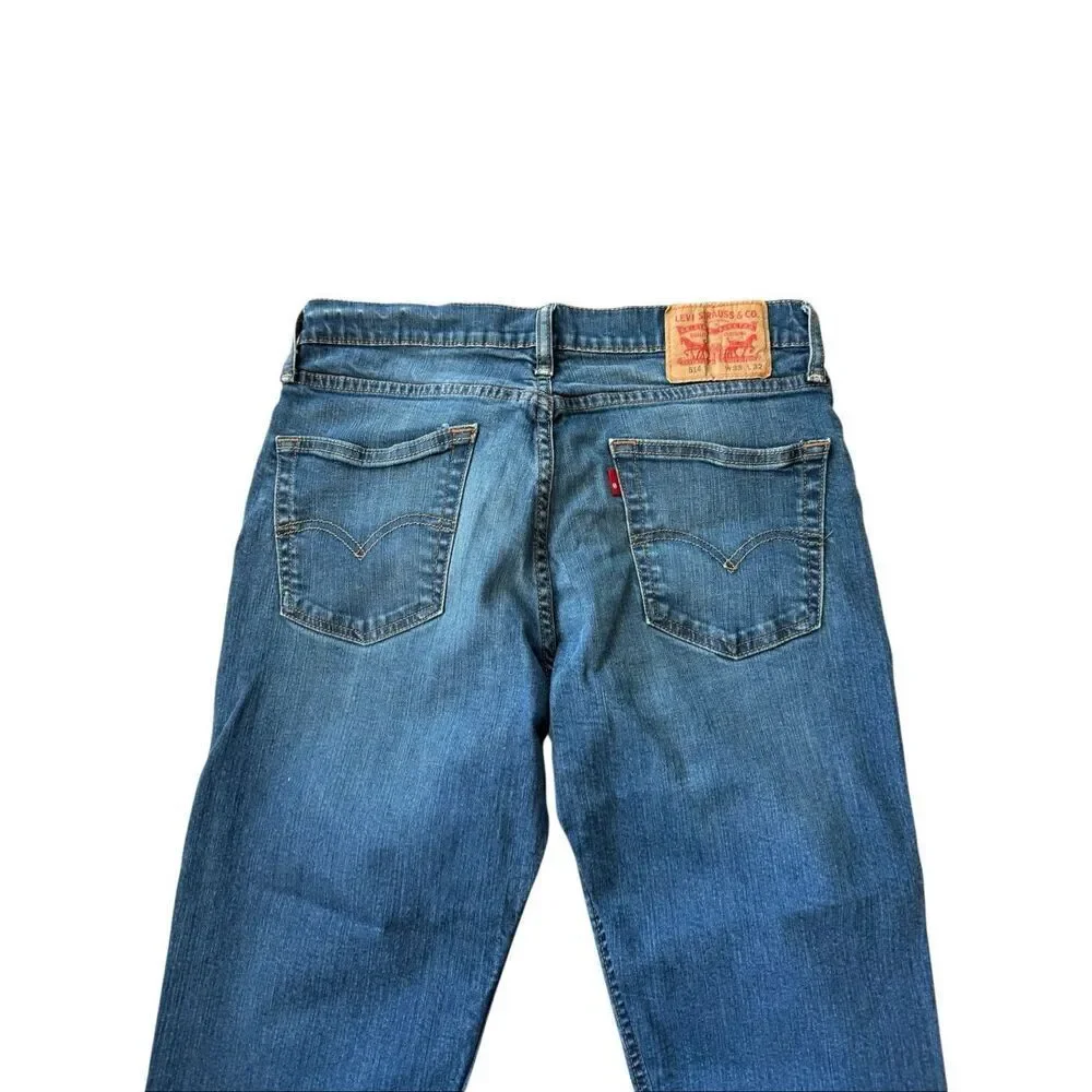 Levi's 514 Mens Medium Wash Blue Slim Straight Leg Denim Jeans Size 33x32